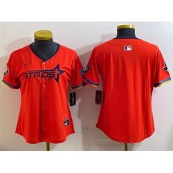 Youth Houston Astros Blank Orange 2025 City Connect With Texas Patch Limited Stitched Baseball Jersey