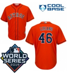 Youth Majestic Houston Astros 46 Francisco Liriano Orange Alternate Cool Base Sitched 2019 World Series Patch jersey Youth Majestic Houston Astros 46 Francisco Liriano Orange Alternate Cool Base Sitched 2019 World Series Patch jersey