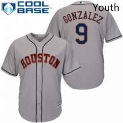 Youth Majestic Houston Astros 9 Marwin Gonzalez Authentic Grey Road Cool Base MLB Jersey 
