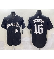 Men Kansas City Royals 16 Bo Jackson Black Gothic Crown Edition Vapor Premier Limited Stitched Baseball Jersey Men Kansas City Royals 16 Bo Jackson Black Gothic Crown Edition Vapor Premier Limited Stitched Baseball Jersey