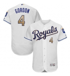 Men Kansas City Royals 4 Alex Gordon White Gold Flex Base Stitched jersey