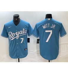 Men Kansas City Royals 7 Bobby Witt Jr  Light Blue 2024 Alternate Limited Stitched Baseball Jersey