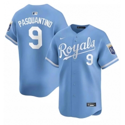 Men Kansas City Royals 9 Vinnie Pasquantino Light Blue Alternate Limited Stitched Baseball Jersey