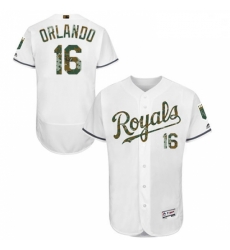 Mens Majestic Kansas City Royals 16 Paulo Orlando Authentic White 2016 Memorial Day Fashion Flex Base Jerseys