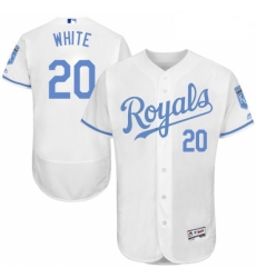 Mens Majestic Kansas City Royals 20 Frank White Authentic White 2016 Fathers Day Fashion Flex Base MLB Jersey