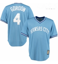 Mens Majestic Kansas City Royals 4 Alex Gordon Replica Light Blue Cooperstown MLB Jersey