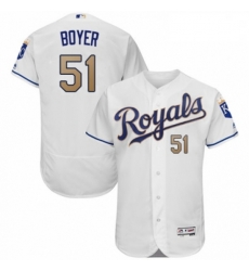 Mens Majestic Kansas City Royals 51 Blaine Boyer White Flexbase Authentic Collection MLB Jersey