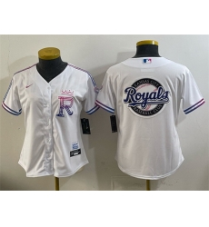 Women Kansas City Royals Team Big Logo White 2026 City Connect Stadium Stitched Baseball Jersey 001
