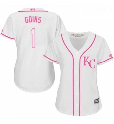 Womens Majestic Kansas City Royals 1 Ryan Goins Authentic White Fashion Cool Base MLB Jersey Womens Majestic Kansas City Royals 1 Ryan Goins Authentic White Fashion Cool Base MLB Jersey