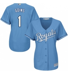 Womens Majestic Kansas City Royals 1 Ryan Goins Replica Light Blue Alternate 1 Cool Base MLB Jersey Womens Majestic Kansas City Royals 1 Ryan Goins Replica Light Blue Alternate 1 Cool Base MLB Jersey