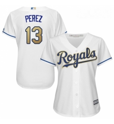 Womens Majestic Kansas City Royals 13 Salvador Perez Authentic White Home Cool Base MLB Jersey Womens Majestic Kansas City Royals 13 Salvador Perez Authentic White Home Cool Base MLB Jersey