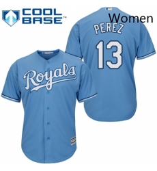 Womens Majestic Kansas City Royals 13 Salvador Perez Replica Light Blue Alternate 1 Cool Base MLB Jersey Womens Majestic Kansas City Royals 13 Salvador Perez Replica Light Blue Alternate 1 Cool Base MLB Jersey