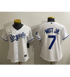 Youth Kansas City Royals 7 Bobby Witt Jr  White Cool Base Stitched Baseball Jersey