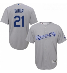 Youth Majestic Kansas City Royals 21 Lucas Duda Authentic Grey Road Cool Base MLB Jersey 