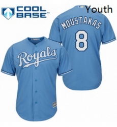 Youth Majestic Kansas City Royals 8 Mike Moustakas Replica Light Blue Alternate 1 Cool Base MLB Jersey