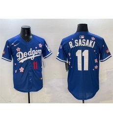 Men Los Angeles Dodgers 11  Roki Sasaki Royal 2025 Tokyo Series Limited Stitched Baseball Jersey