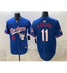 Men Los Angeles Dodgers 11 Roki Sasaki Royal Hello Kitty Night 2025 World Series Champions Patch Stitched Baseball Jersey Men Los Angeles Dodgers 11 Roki Sasaki Royal Hello Kitty Night 2025 World Series Champions Patch Stitched Baseball Jersey