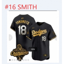 Men Los Angeles Dodgers #16 Will SMITH Black Gold 2026 World Series Champions Stitched MLB Jeresy