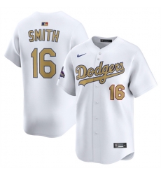 Men Los Angeles Dodgers 16 Will Smith White 2025 Gold Collection Limited Stitched Baseball Jersey