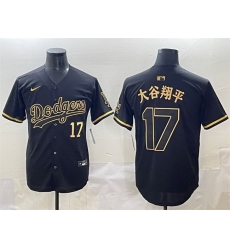 Men Los Angeles Dodgers 17 Shohei Ohtani Black Gold Limited Stitched Jersey