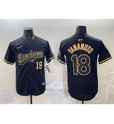 Men Los Angeles Dodgers 18 Yoshinobu Yamamoto Black Gold Limited Stitched Jersey Men Los Angeles Dodgers 18 Yoshinobu Yamamoto Black Gold Limited Stitched Jersey