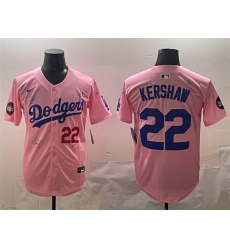 Men Los Angeles Dodgers 22 Clayton Kershaw Pink 2025 Tokyo Series Limited Stitched Baseball Jersey