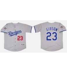 Men Los Angeles Dodgers 23 Kirk Gibson Gray 1988 World Series Stitched Baseball Jersey