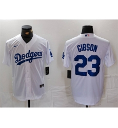 Men Los Angeles Dodgers 23 Kirk Gibson White Cool Base Stitched Baseball Jersey