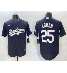Men Los Angeles Dodgers 25 Tommy Edman Black Stitched Baseball Jersey