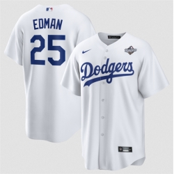 Men Los Angeles Dodgers 25 Tommy Edman White 2025 World Series Home Cool Base Stitched Baseball Jersey