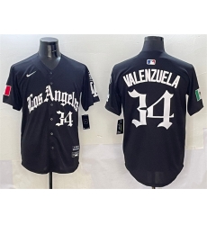 Men Los Angeles Dodgers 34 Fernando Valenzuela Black Mexico 2025 LA Gothic Style With Fernando Patch Vapor Premier Limited Stitched Baseball Jersey