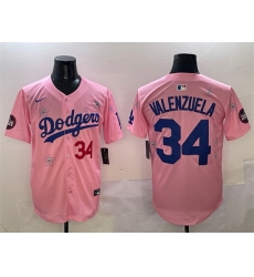 Men Los Angeles Dodgers 34 Fernando Valenzuela Pink 2025 Tokyo Series Limited Stitched Baseball Jersey