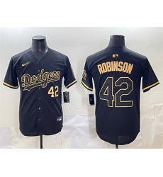 Men Los Angeles Dodgers 42 Jackie Robinson Black Gold Limited Stitched Jersey Men Los Angeles Dodgers 42 Jackie Robinson Black Gold Limited Stitched Jersey