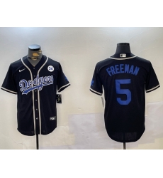 Men Los Angeles Dodgers 5 Freddie Freeman Black 2024 World Series Cool Base Stitched Baseball Jersey 2