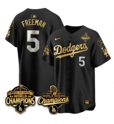 Men Los Angeles Dodgers 5 Freddie Freeman Black Gold 2025 World Series Champions 26 Back to Back Champions With No 34 Patch Limited Stitched Baseball Jers Men Los Angeles Dodgers 5 Freddie Freeman Black Gold 2025 World Series Champions 26 Back to Back Champions With No 34 Patch Limited Stitched Baseball Jers