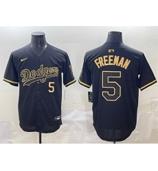 Men Los Angeles Dodgers 5 Freddie Freeman Black Gold Limited Stitched Jersey Men Los Angeles Dodgers 5 Freddie Freeman Black Gold Limited Stitched Jersey