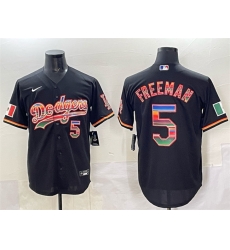 Men Los Angeles Dodgers 5 Freddie Freeman Black Mexico Cool Base Stitched Baseball Jersey