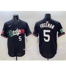 Men Los Angeles Dodgers 5 Freddie Freeman Black Mexico Flag Limited Stitched Baseball Jersey