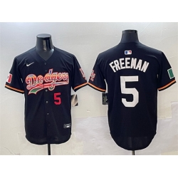 Men Los Angeles Dodgers 5 Freddie Freeman Black Mexico Limited Stitched Baseball Jersey