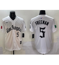 Men Los Angeles Dodgers 5 Freddie Freeman White Mexico 2025 LA Gothic Style With Fernando Patch Vapor Premier Limited Stitched Baseball Jersey Men Los Angeles Dodgers 5 Freddie Freeman White Mexico 2025 LA Gothic Style With Fernando Patch Vapor Premier Limited Stitched Baseball Jersey