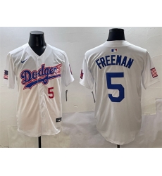 Men Los Angeles Dodgers 5 Freddie Freeman White With American Flag Patch Limited Stitched Baseball Jersey Men Los Angeles Dodgers 5 Freddie Freeman White With American Flag Patch Limited Stitched Baseball Jersey