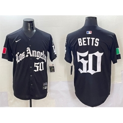Men Los Angeles Dodgers 50 Mookie Betts Black Mexico 2025 LA Gothic Style With Fernando Patch Vapor Premier Limited Stitched Baseball Jersey
