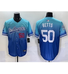 Men Los Angeles Dodgers 50 Mookie Betts Blue Limited Stitched Baseball Jersey
