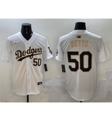 Men Los Angeles Dodgers 50 Mookie Betts White Gold Limited Stitched Baseball Jersey Men Los Angeles Dodgers 50 Mookie Betts White Gold Limited Stitched Baseball Jersey
