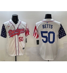 Men Los Angeles Dodgers 50 Mookie Betts White Limited Stitched Baseball Jersey