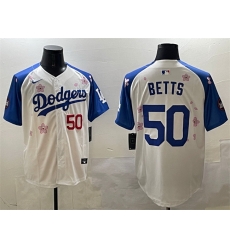 Men Los Angeles Dodgers 50 Mookie Betts White Royal 2025 Tokyo Series Limited Stitched Baseball Jersey Men Los Angeles Dodgers 50 Mookie Betts White Royal 2025 Tokyo Series Limited Stitched Baseball Jersey
