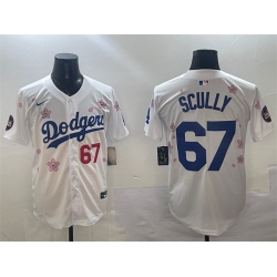 Men Los Angeles Dodgers 67 Vin Scully White 2025 Tokyo Series Limited Stitched Baseball Jersey