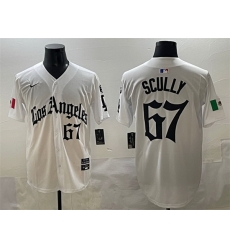 Men Los Angeles Dodgers 67 Vin Scully White Mexico 2025 LA Gothic Style With Fernando Patch Vapor Premier Limited Stitched Baseball Jersey Men Los Angeles Dodgers 67 Vin Scully White Mexico 2025 LA Gothic Style With Fernando Patch Vapor Premier Limited Stitched Baseball Jersey