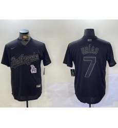 Men Los Angeles Dodgers 7 Black Cool Base Stitched Baseball Jersey 2