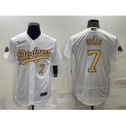 Men Los Angeles Dodgers 7 Julio Urias 2022 All Star White Flex Base Stitched Baseball Jersey 2